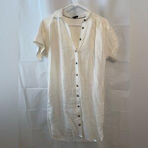 J. Crew Baird McNutt Irish Linen Shirt Dress White